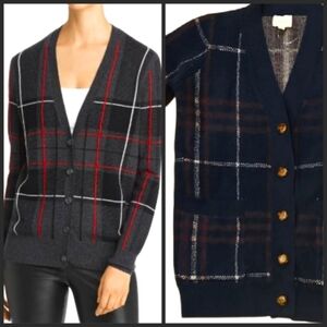 NEW! CYRUS Thick Knit Plaid V-neck Button Cardigan Sweater XS.
